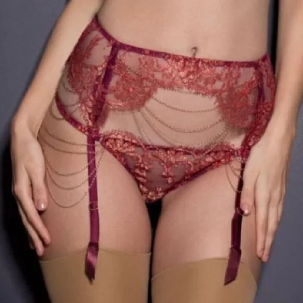 Agent Provocateur INKA SOIREE Red Gold Suspender NWT